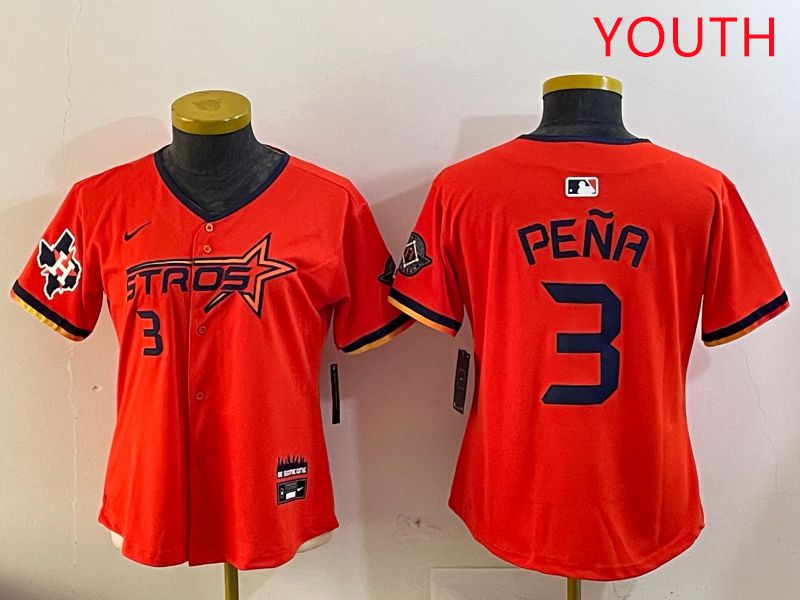 Youth Houston Astros Blank #3 Pena Three generations Joint Name 2025 Nike MLB Jersey style 10->youth mlb jersey->Youth Jersey